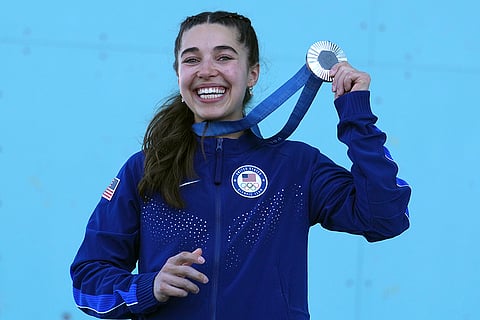 Women's boulder and lead final silver medallist Brooke Raboutou of the United States